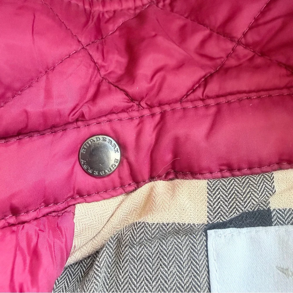 Burberry Baby Girls Puffer Jacket 12m Nova Check Berry Pink Horse Hooded Kids